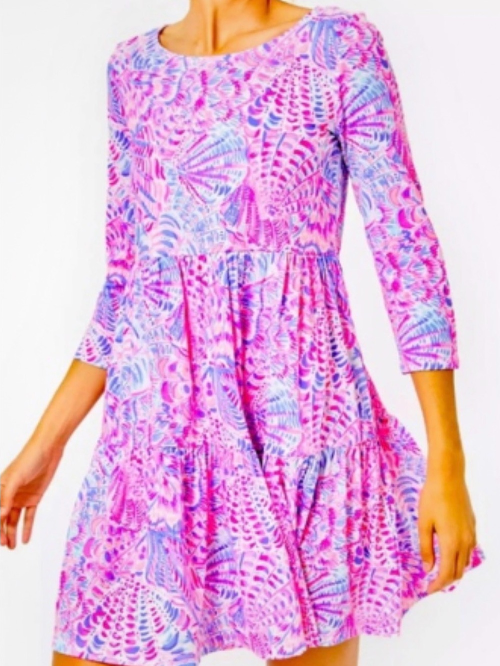 Lilly Pulitzer Pink & Lavender Printed Tiered Long Sleeve Dress